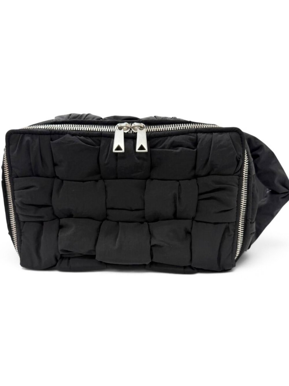 Bottega Veneta Padette Tech Cassette Intrecciato Handbag Black